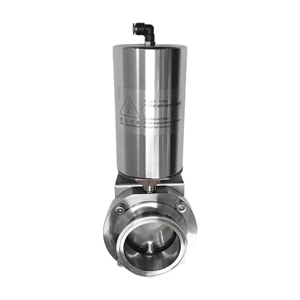 Vertical pneumatic sanitary level quick installation butterfly valve