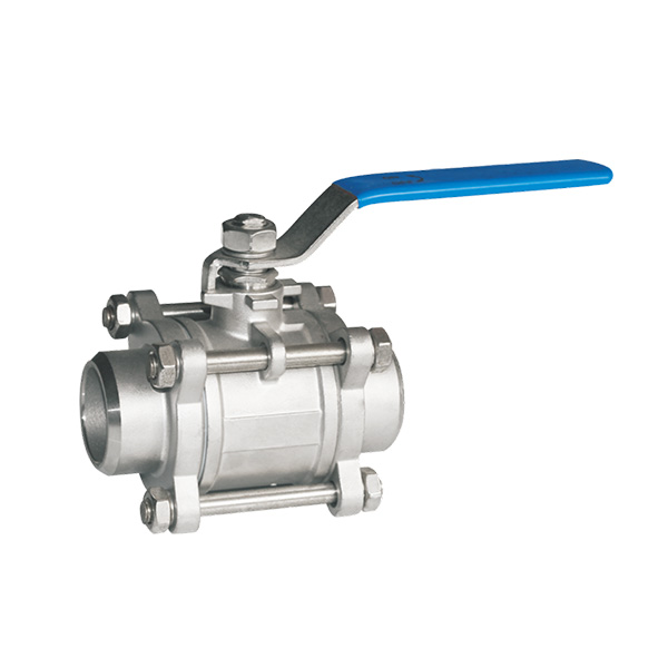 Three piece butt welded ball valve